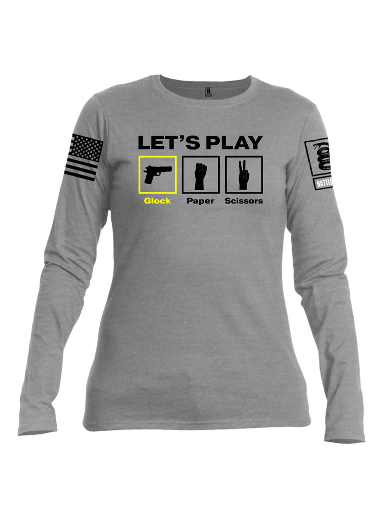 Battleraddle Let'S Play Glock Paper Scissors Black Sleeves Women Cotton Crew Neck Long Sleeve T Shirt