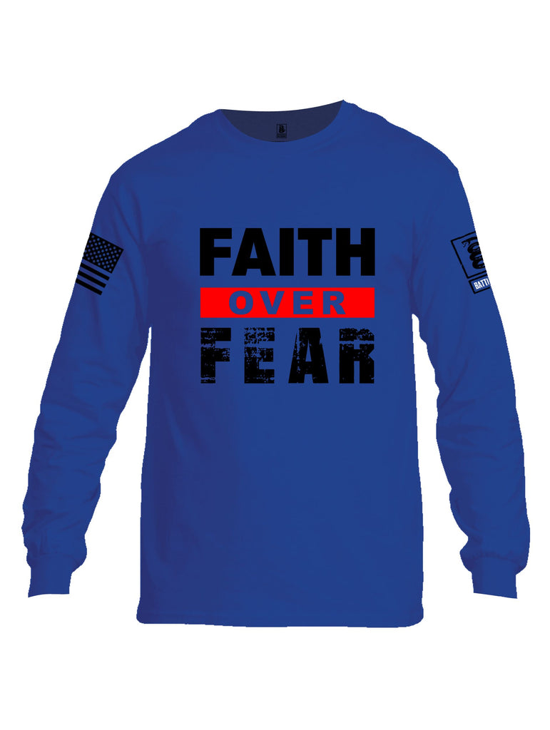 Battleraddle Faith Over Fear Black Sleeves Men Cotton Crew Neck Long Sleeve T Shirt