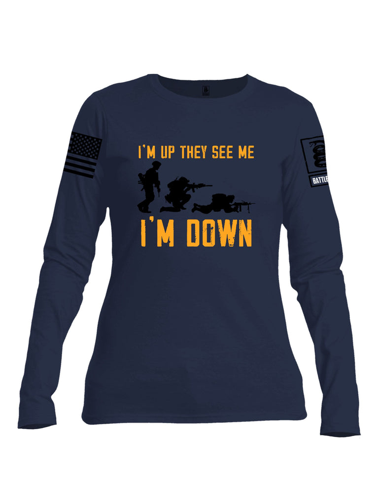 Battleraddle Im Up They See Me   Black Sleeves Women Cotton Crew Neck Long Sleeve T Shirt
