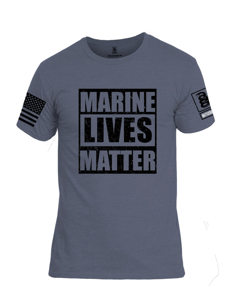 Battleraddle Marine Lives Matter Black Sleeves Men Cotton Crew Neck T-Shirt