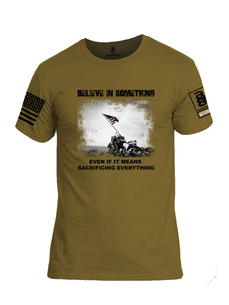 Battleraddle Believe In Something  Black Sleeves Men Cotton Crew Neck T-Shirt