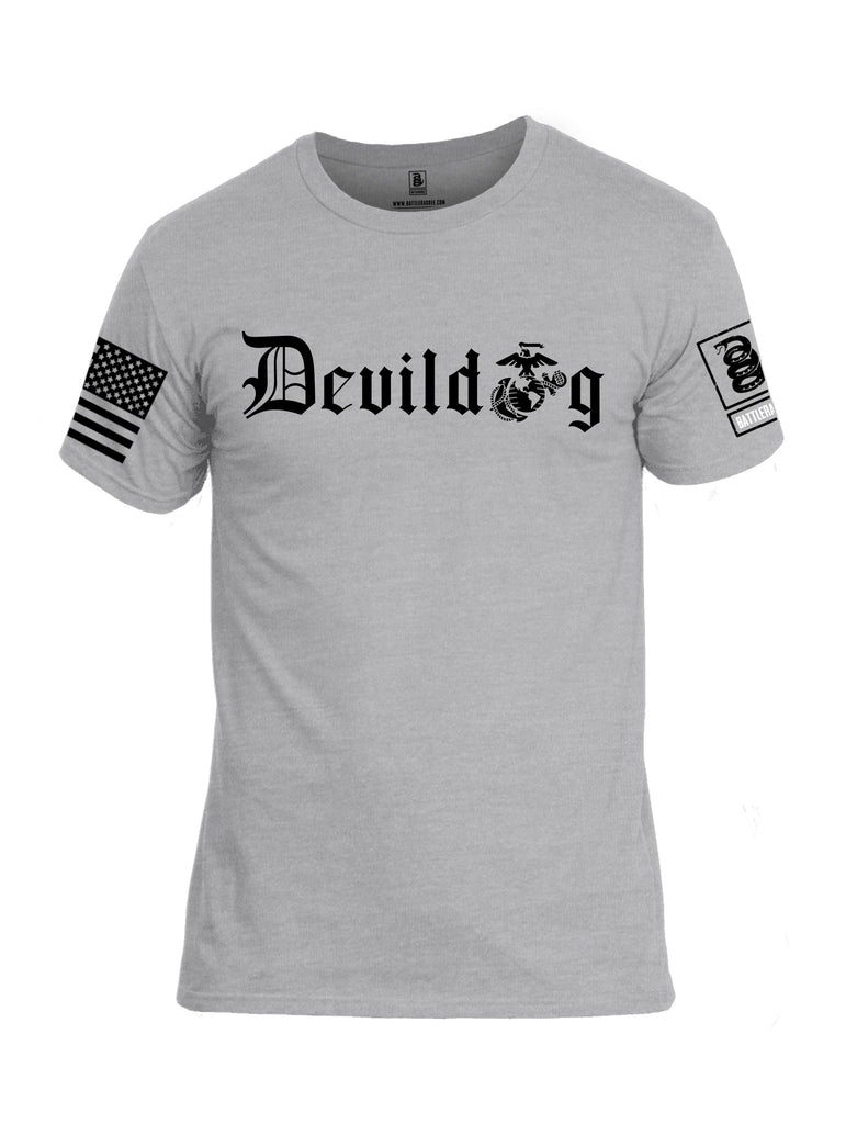 Battleraddle Devildog Marine Black Sleeves Men Cotton Crew Neck T-Shirt