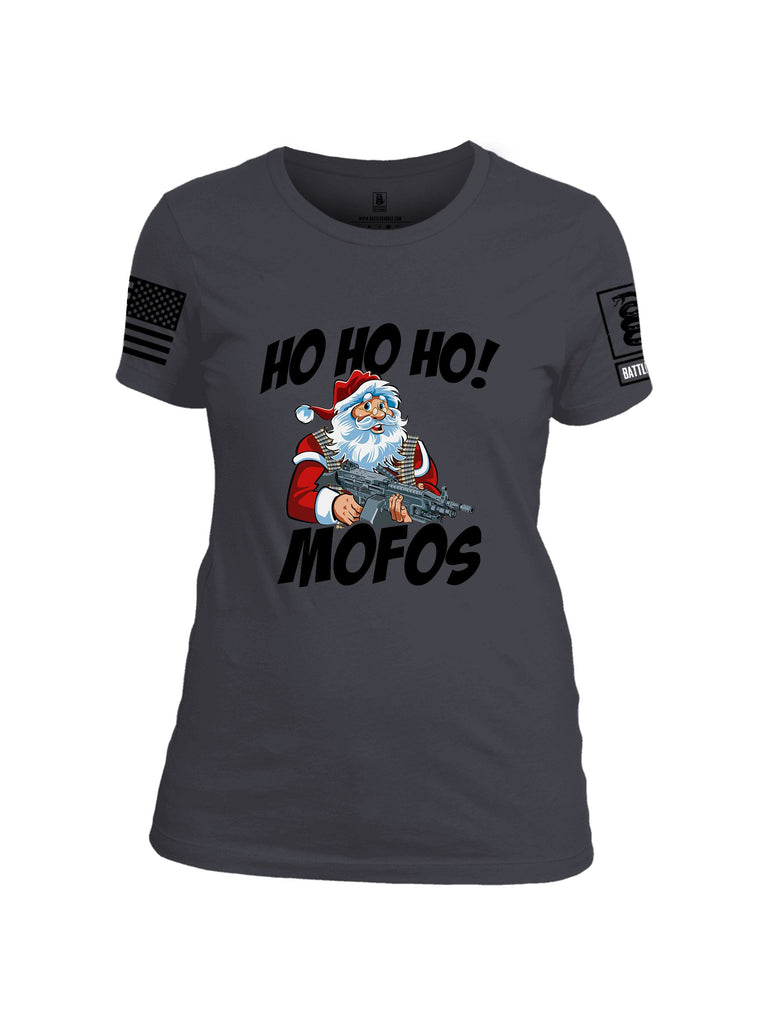 Battleraddle Hohoho Mofos  Black Sleeves Women Cotton Crew Neck T-Shirt