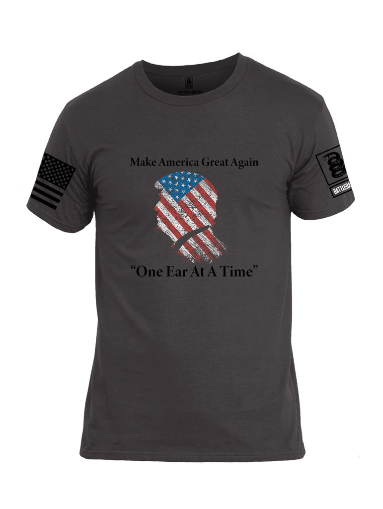 Battleraddle Make America Great Again One Ear At A Time  Black Sleeves Men Cotton Crew Neck T-Shirt