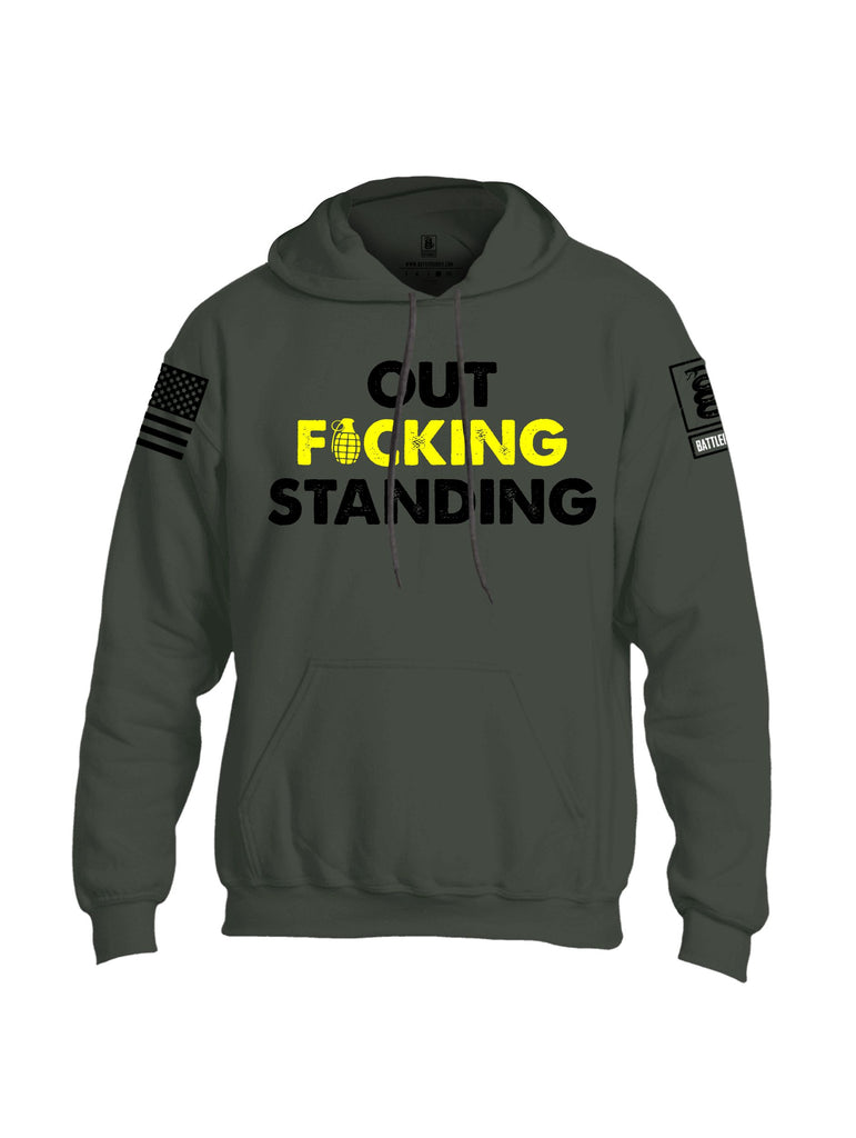 Battleraddle Out Fucking Standing Black Sleeves Uni Cotton Blended Hoodie With Pockets
