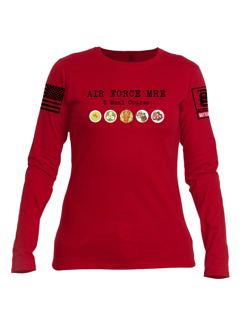 Battleraddle Air Force Mre 5 Meal Course Black Sleeves Women Cotton Crew Neck Long Sleeve T Shirt