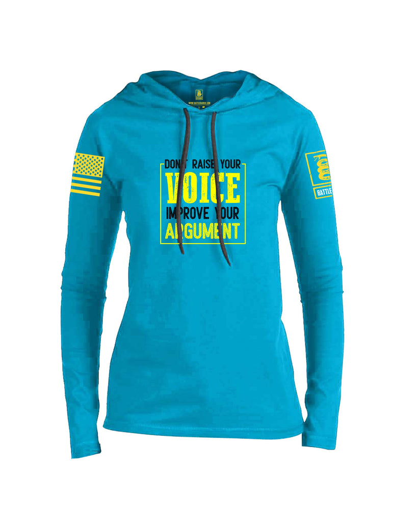 Battleraddle Don'T Raise Your Voice Yellow Sleeves Women Cotton Thin Cotton Lightweight Hoodie