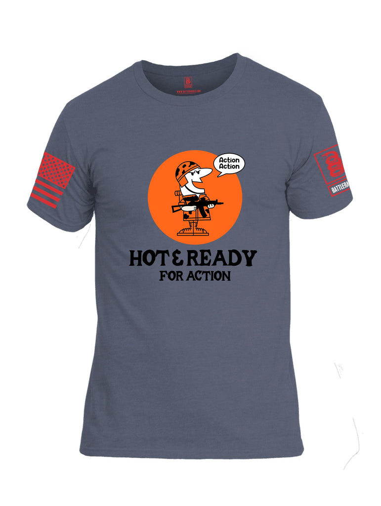 Battleraddle Hot & Ready For Action  Red Sleeves Men Cotton Crew Neck T-Shirt
