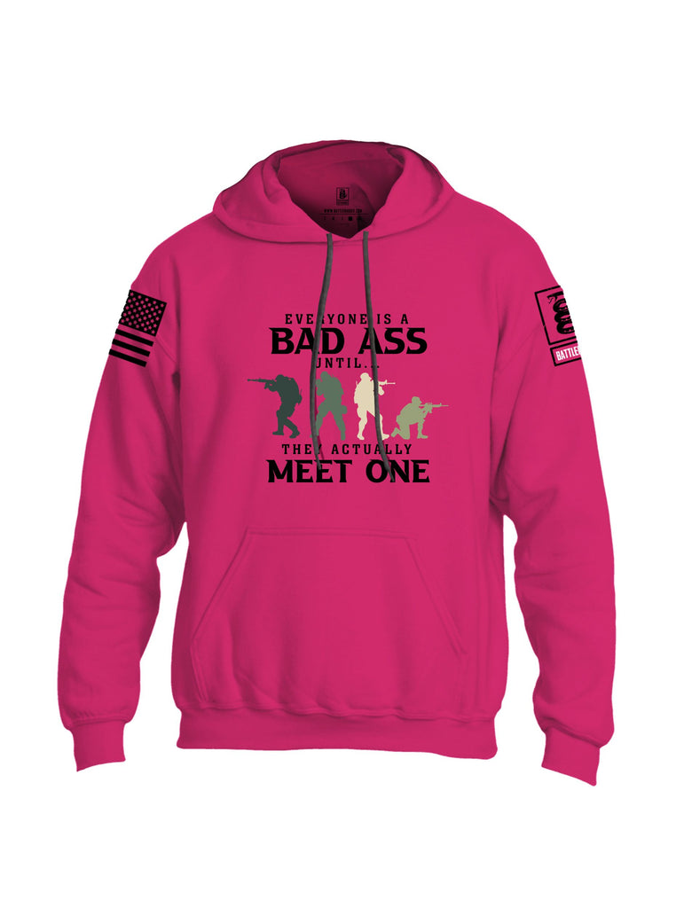 Battleraddle Everyone Is A Badass Until They Actually Meet One Black Sleeves Uni Cotton Blended Hoodie With Pockets