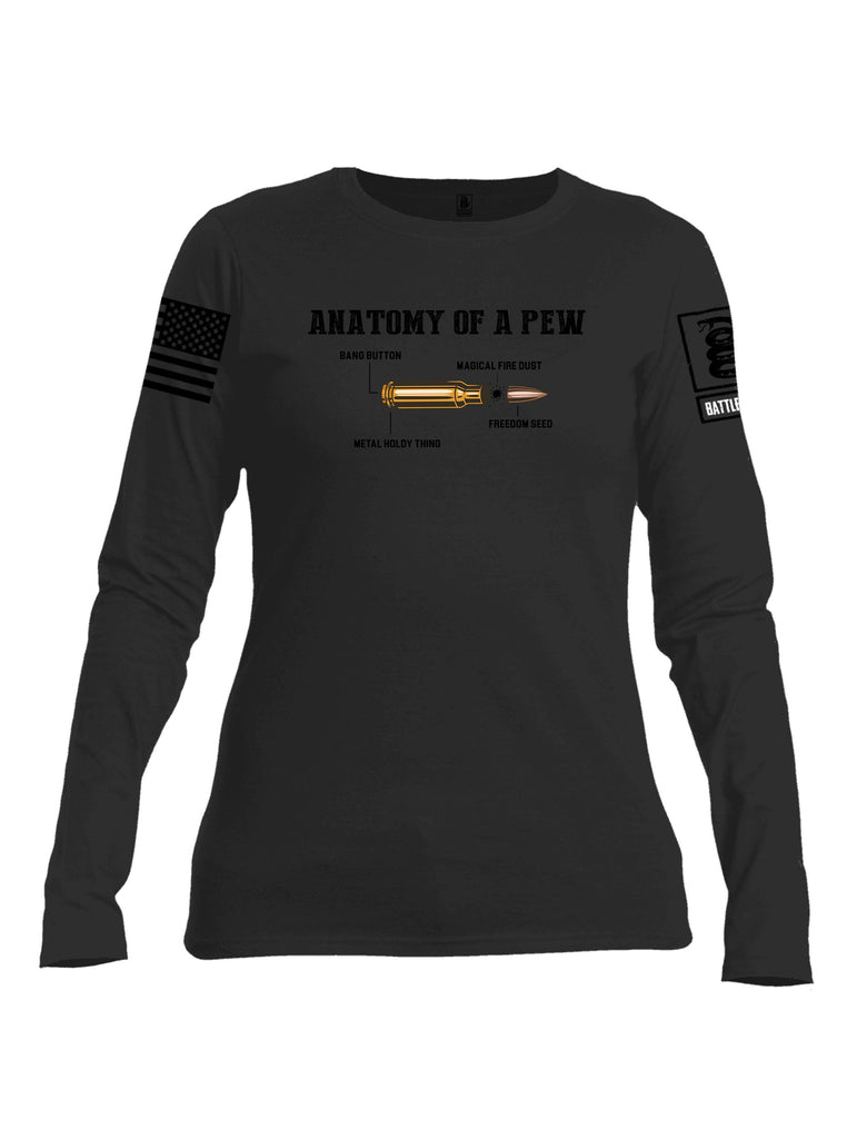 Battleraddle Anatomy Of A Pew Black Sleeves Women Cotton Crew Neck Long Sleeve T Shirt