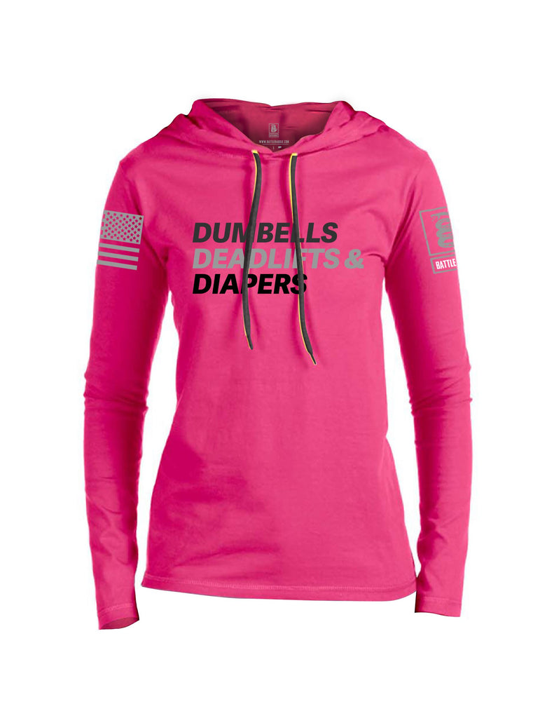 Battleraddle Dumbells Deadlifts & Diapers Grey Sleeves Women Cotton Thin Cotton Lightweight Hoodie