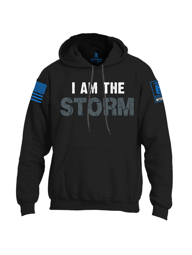 Battleraddle I Am The Storm Mid Blue Sleeves Uni Cotton Blended Hoodie With Pockets