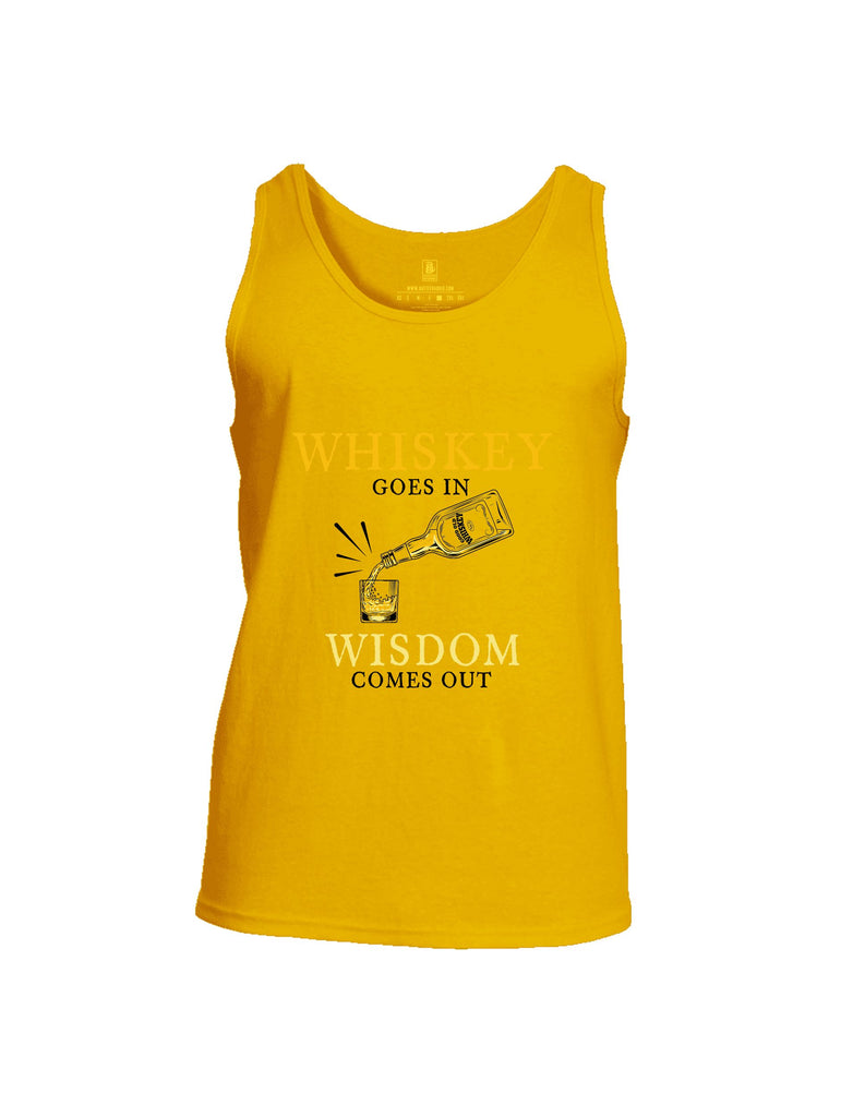 Battleraddle Whiskey Goes In Wisdom Comes Out Yellow Sleeves Men Cotton Cotton Tank Top