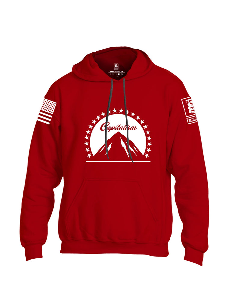 Battleraddle Capitalism White Sleeves Uni Cotton Blended Hoodie With Pockets