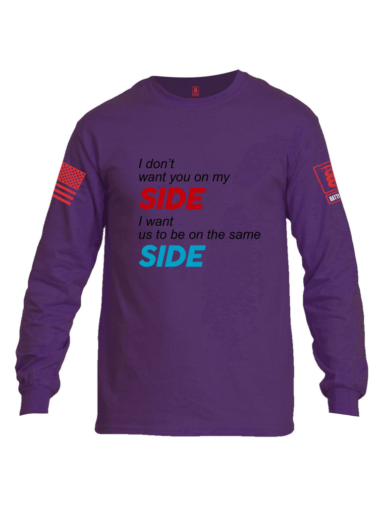 Battleraddle I Don'T Want You On My Side Red Sleeves Men Cotton Crew Neck Long Sleeve T Shirt