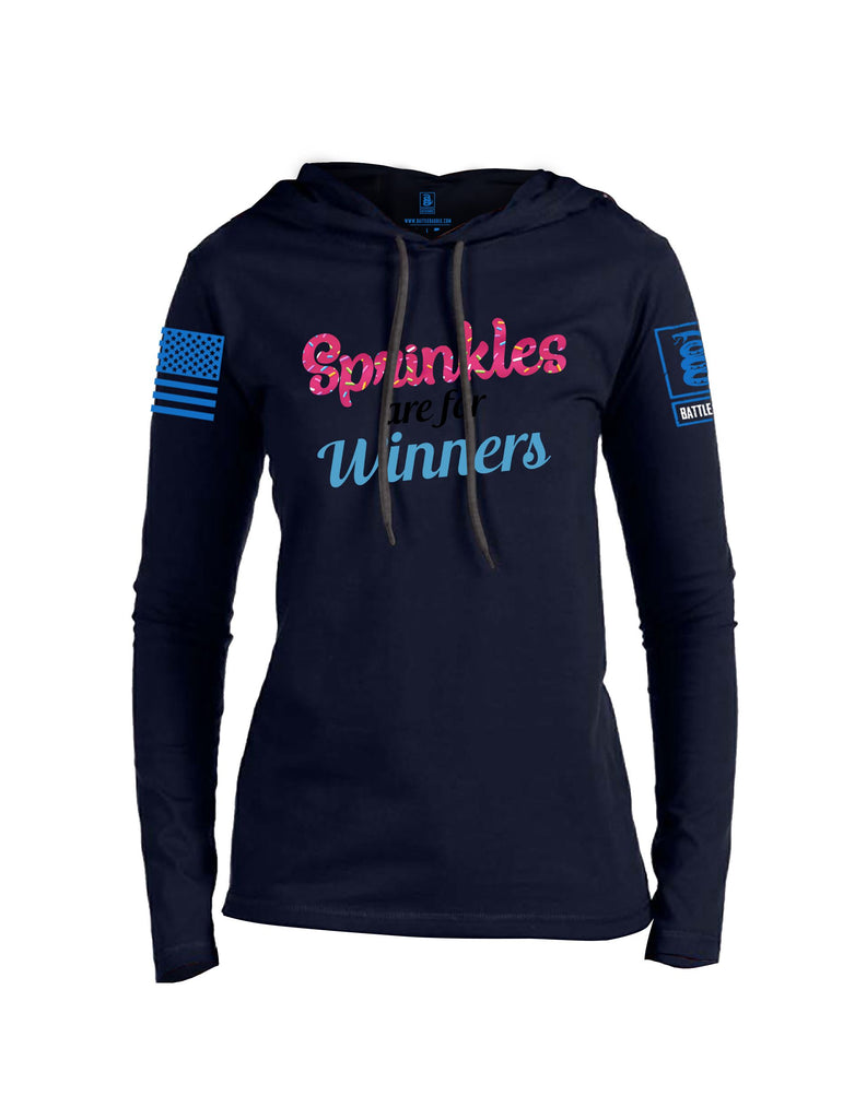 Battleraddle Sprinkles Are For Winners  Mid Blue Sleeves Women Cotton Thin Cotton Lightweight Hoodie