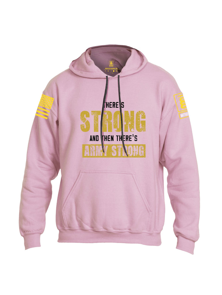 Battleraddle There'S Strong And Then There'S Army Strong Yellow Sleeves Uni Cotton Blended Hoodie With Pockets