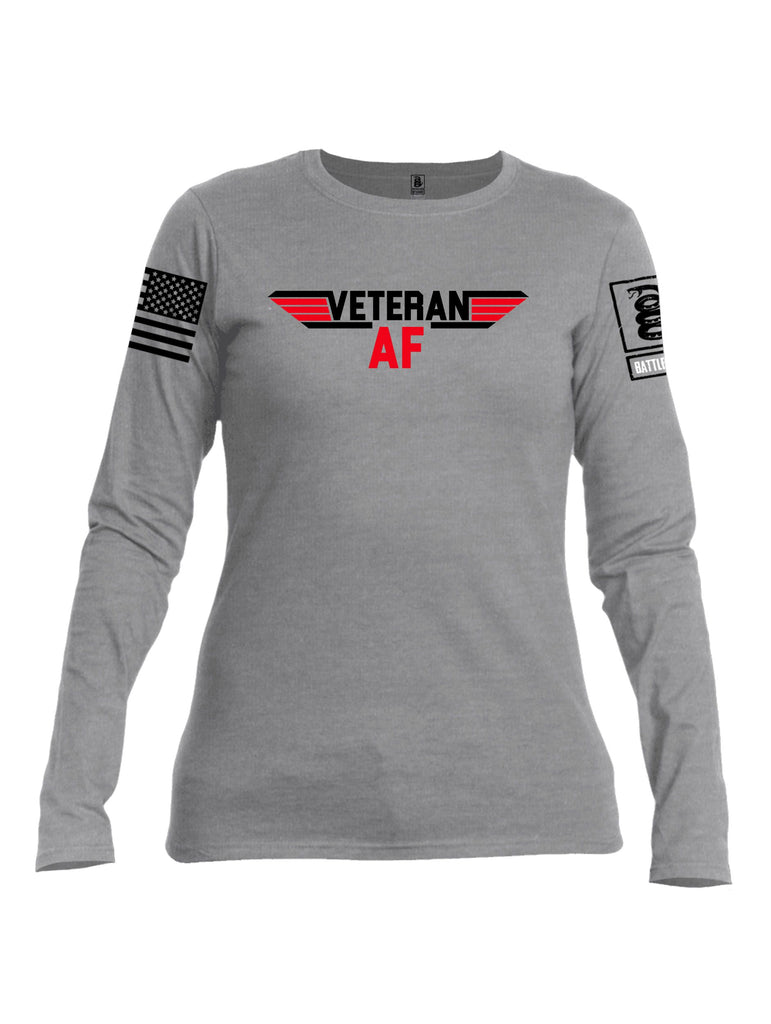 Battleraddle Veteran Af  Black Sleeves Women Cotton Crew Neck Long Sleeve T Shirt