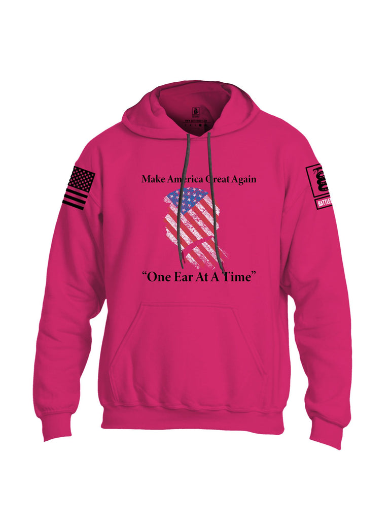 Battleraddle Make America Great Again One Ear At A Time  Black Sleeves Uni Cotton Blended Hoodie With Pockets