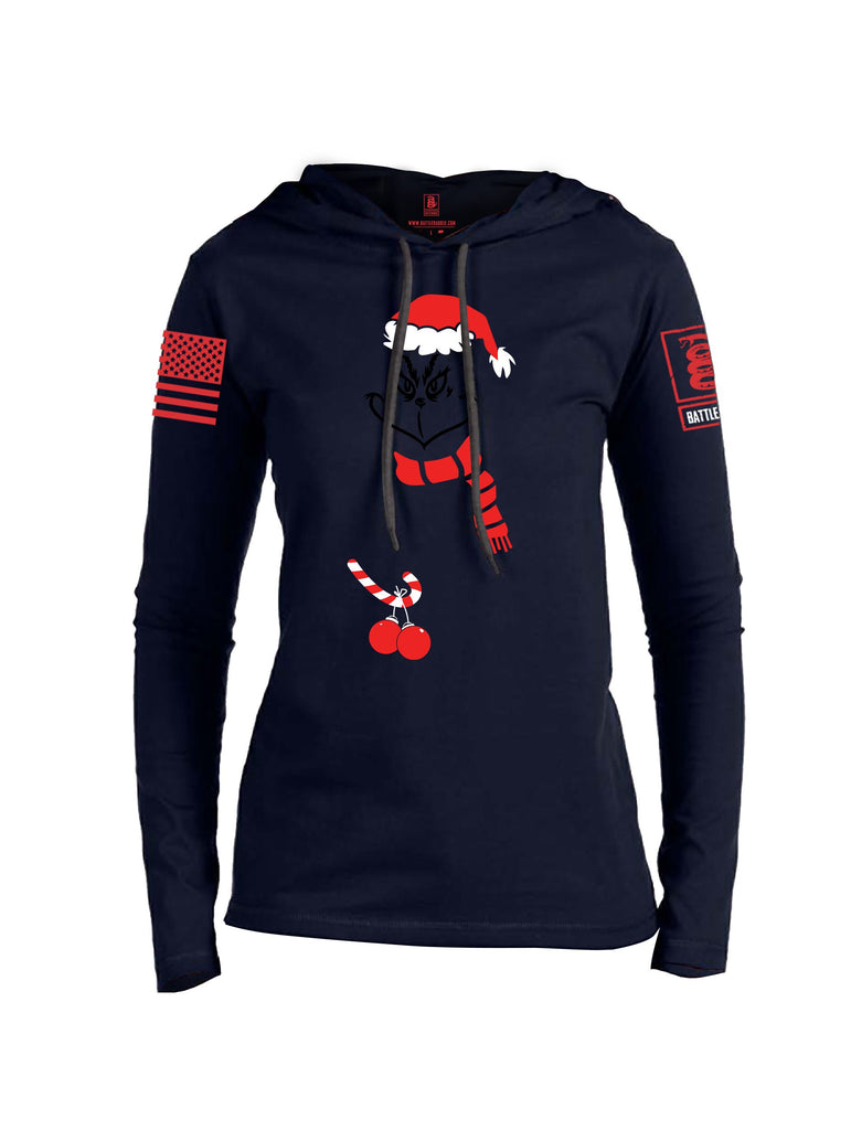 Battleraddle Grinch Christmas Balls Red Sleeves Women Cotton Thin Cotton Lightweight Hoodie