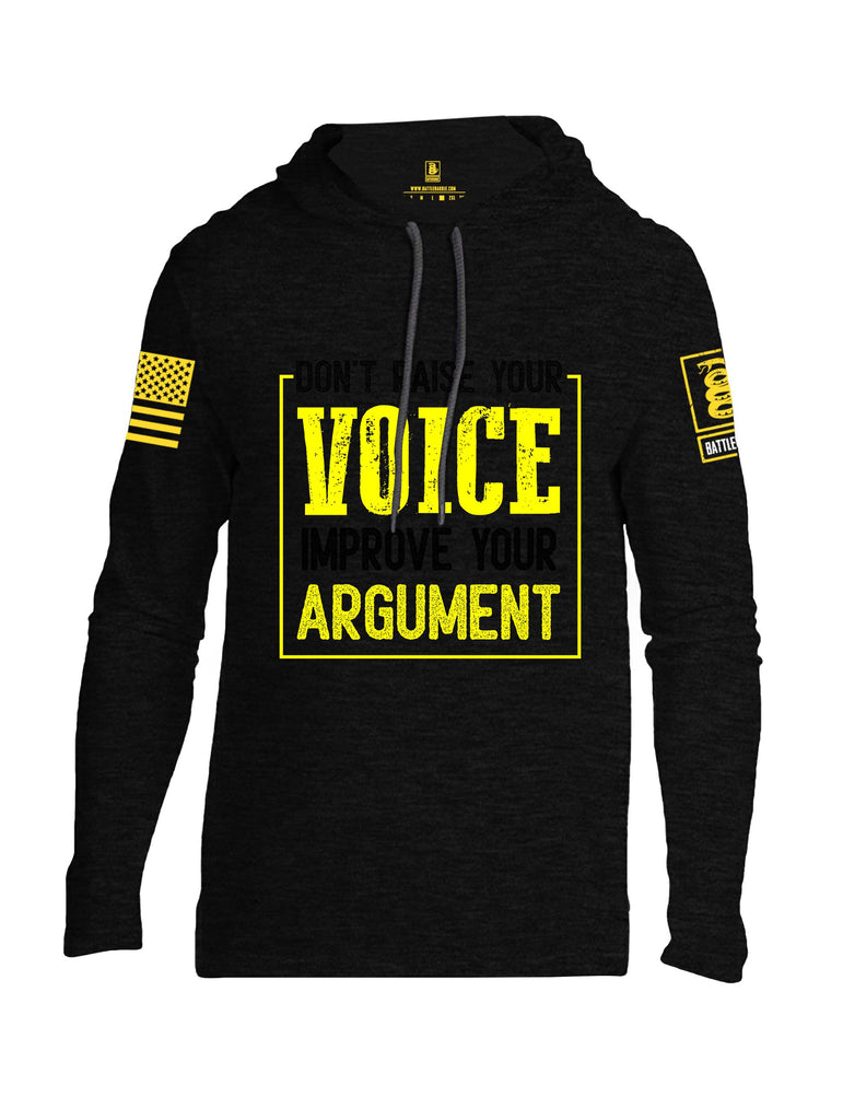 Battleraddle Don'T Raise Your Voice Yellow Sleeves Men Cotton Thin Cotton Lightweight Hoodie