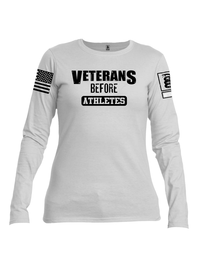 Battleraddle Veterans Before Athletes Black Sleeves Women Cotton Crew Neck Long Sleeve T Shirt