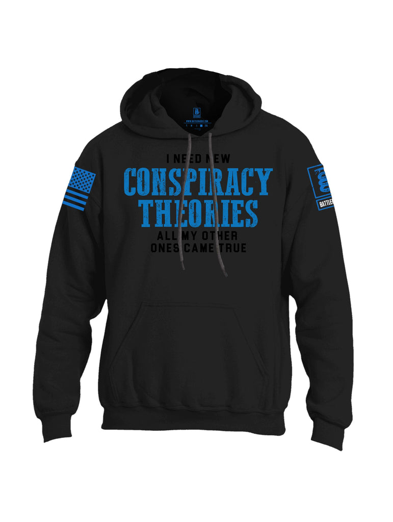 Battleraddle I Need New Conspiracy Theories Mid Blue Sleeves Uni Cotton Blended Hoodie With Pockets