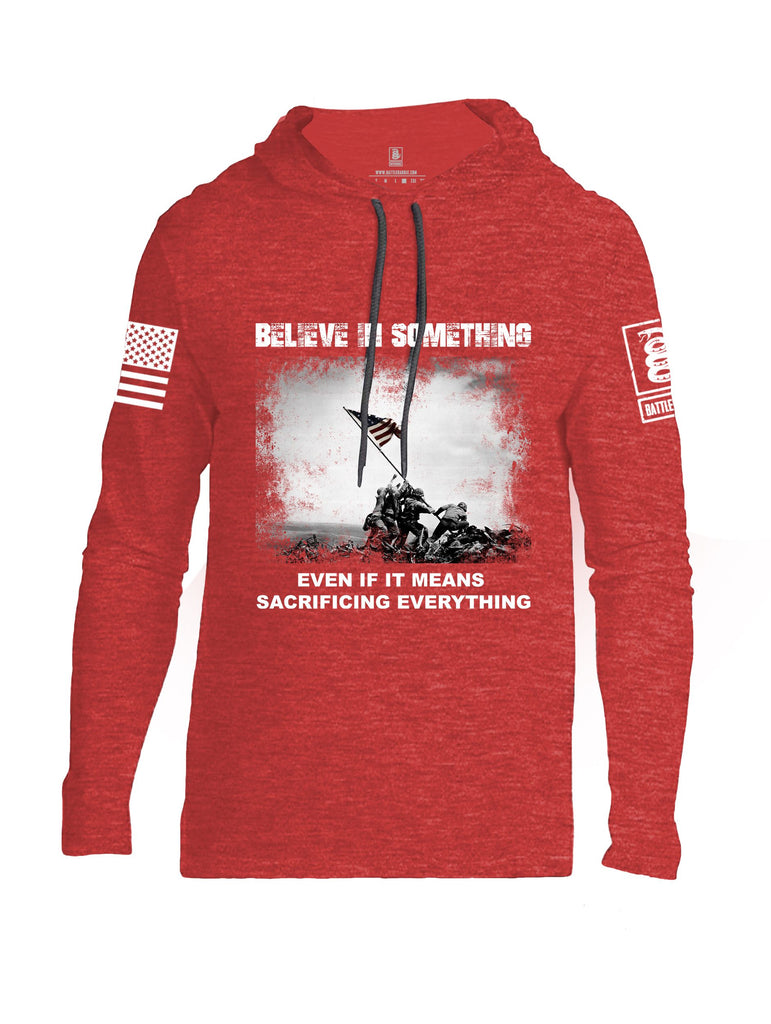 Battleraddle Believe In Something  White Sleeves Men Cotton Thin Cotton Lightweight Hoodie