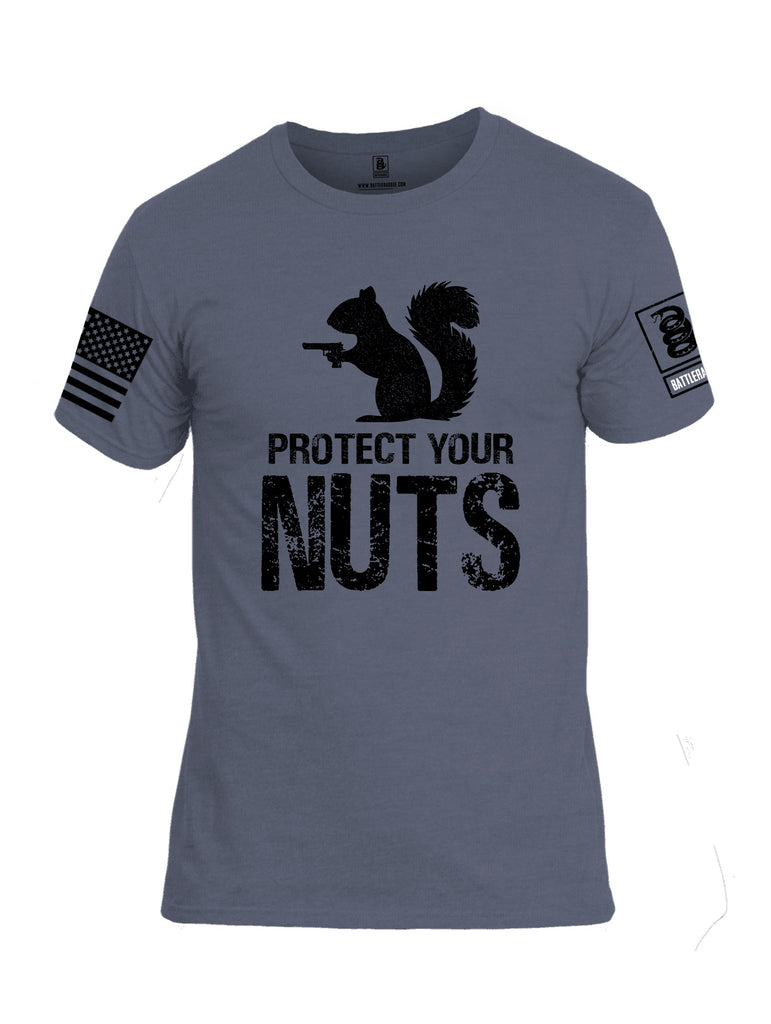 Battleraddle Protect Your Nuts  Black Sleeves Men Cotton Crew Neck T-Shirt