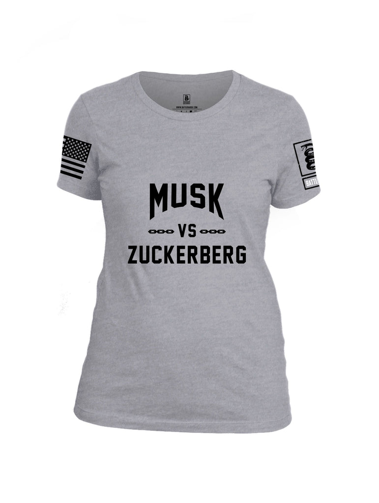 Battleraddle Musk Vs Zuckerberg Black Sleeves Women Cotton Crew Neck T-Shirt
