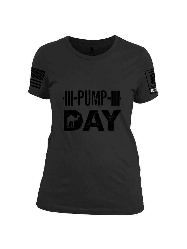 Battleraddle Pump Day  Black Sleeves Women Cotton Crew Neck T-Shirt