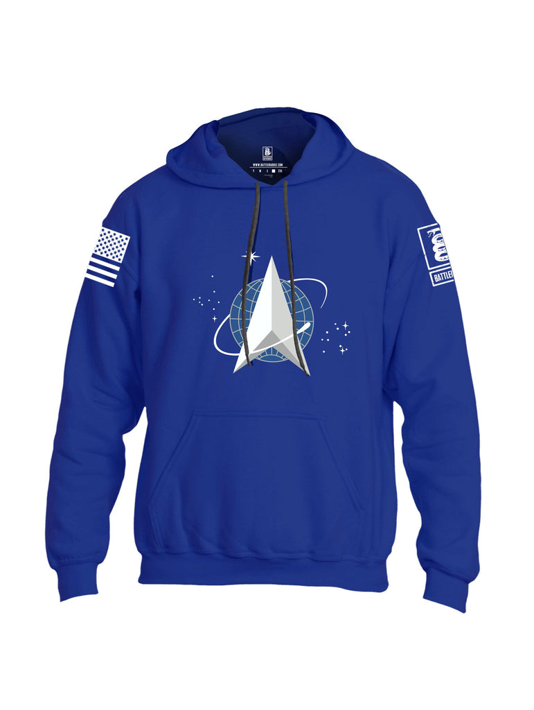Battleraddle Spaceforce Starfleet Delta Command White Sleeves Uni Cotton Blended Hoodie With Pockets