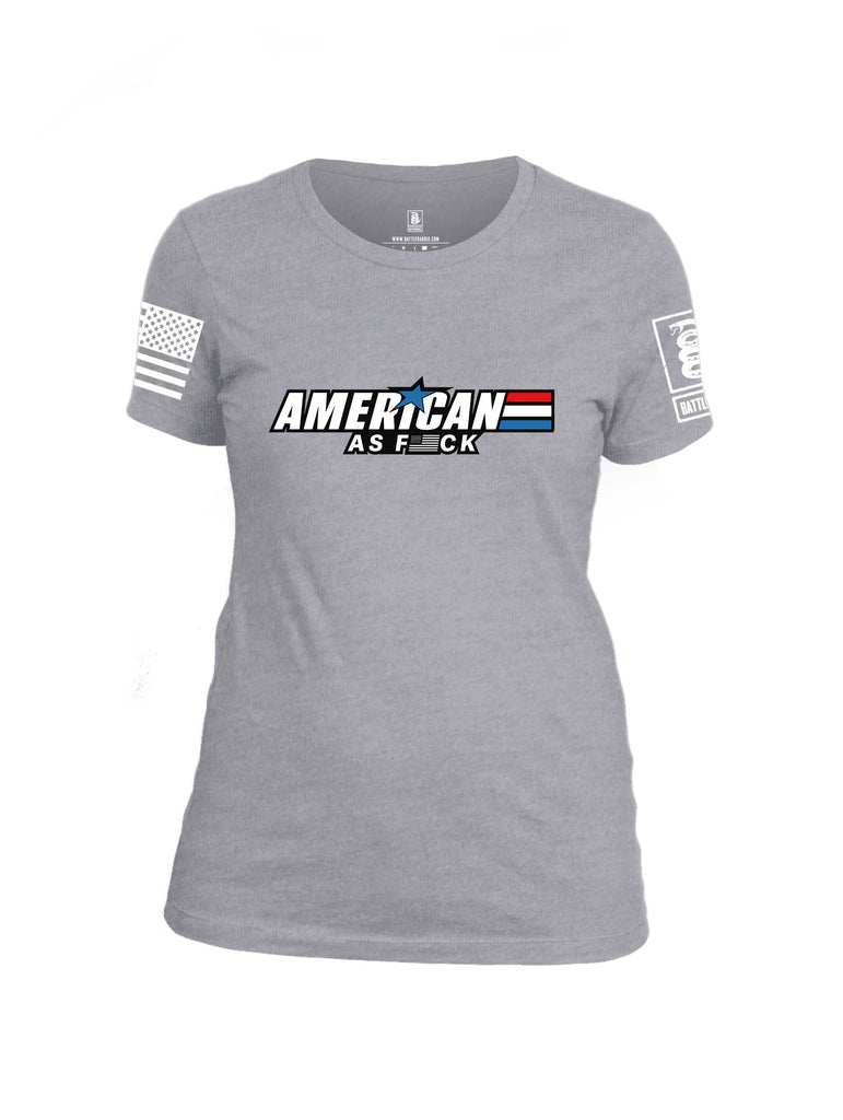 Battleraddle American As F White Sleeves Women Cotton Crew Neck T-Shirt