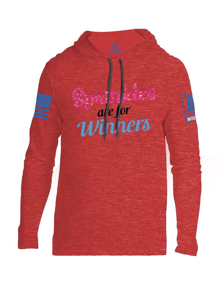 Battleraddle Sprinkles Are For Winners  Mid Blue Sleeves Men Cotton Thin Cotton Lightweight Hoodie