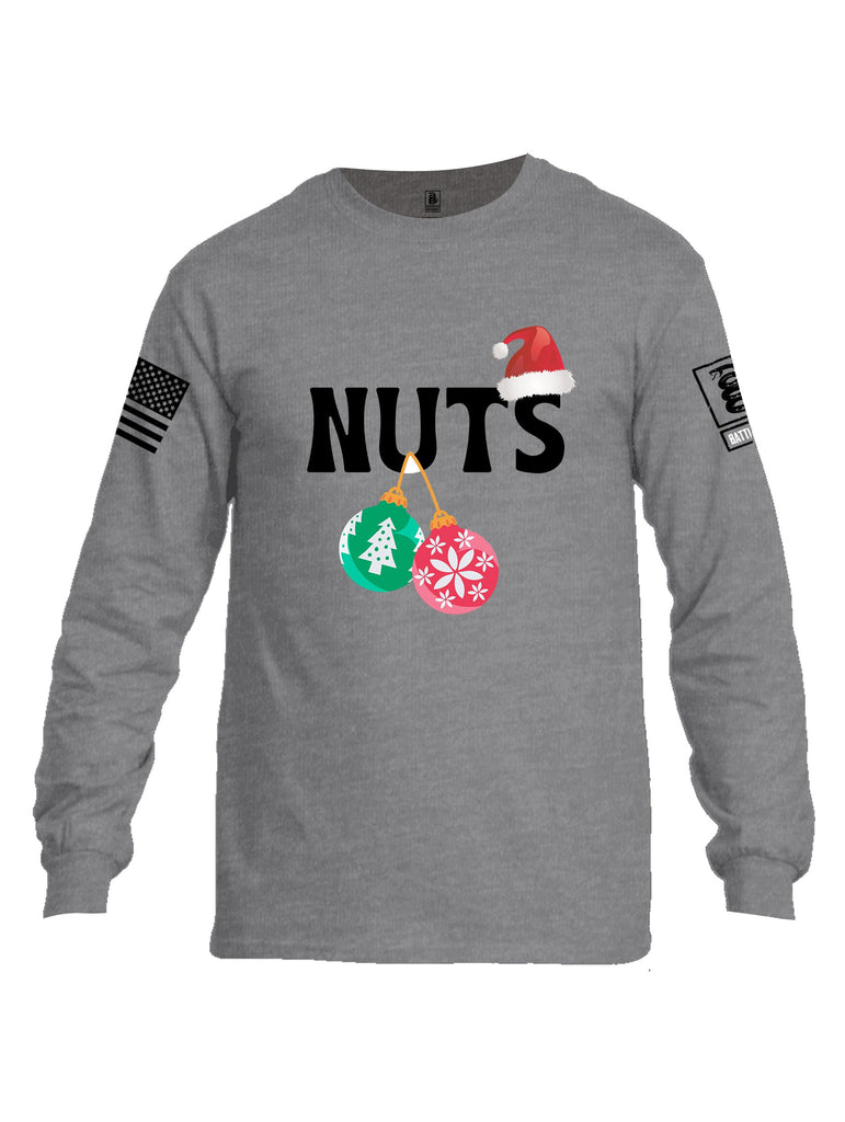 Battleraddle Nuts Christmas Black Sleeves Men Cotton Crew Neck Long Sleeve T Shirt