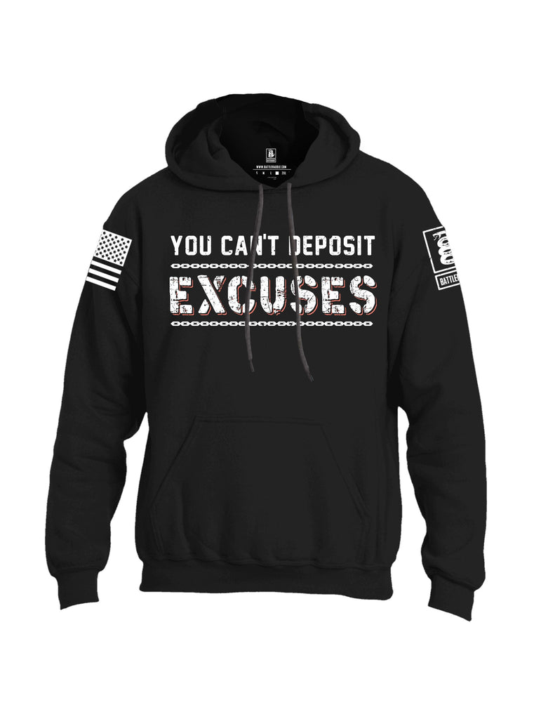 Battleraddle You Can'T Deposit Excuses White Sleeves Uni Cotton Blended Hoodie With Pockets