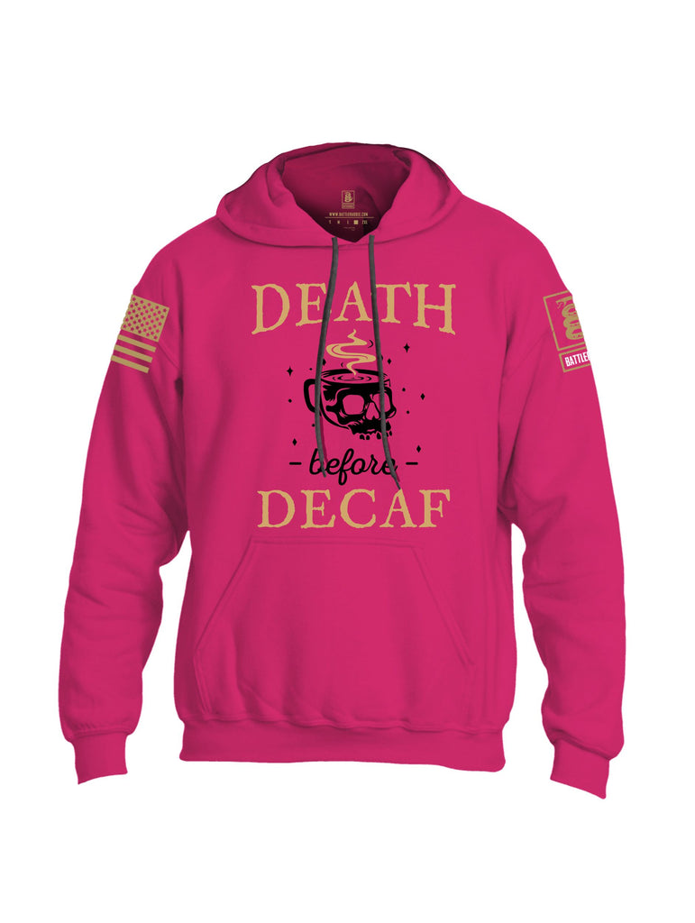 Battleraddle Death Before Decaf Brass Sleeves Uni Cotton Blended Hoodie With Pockets