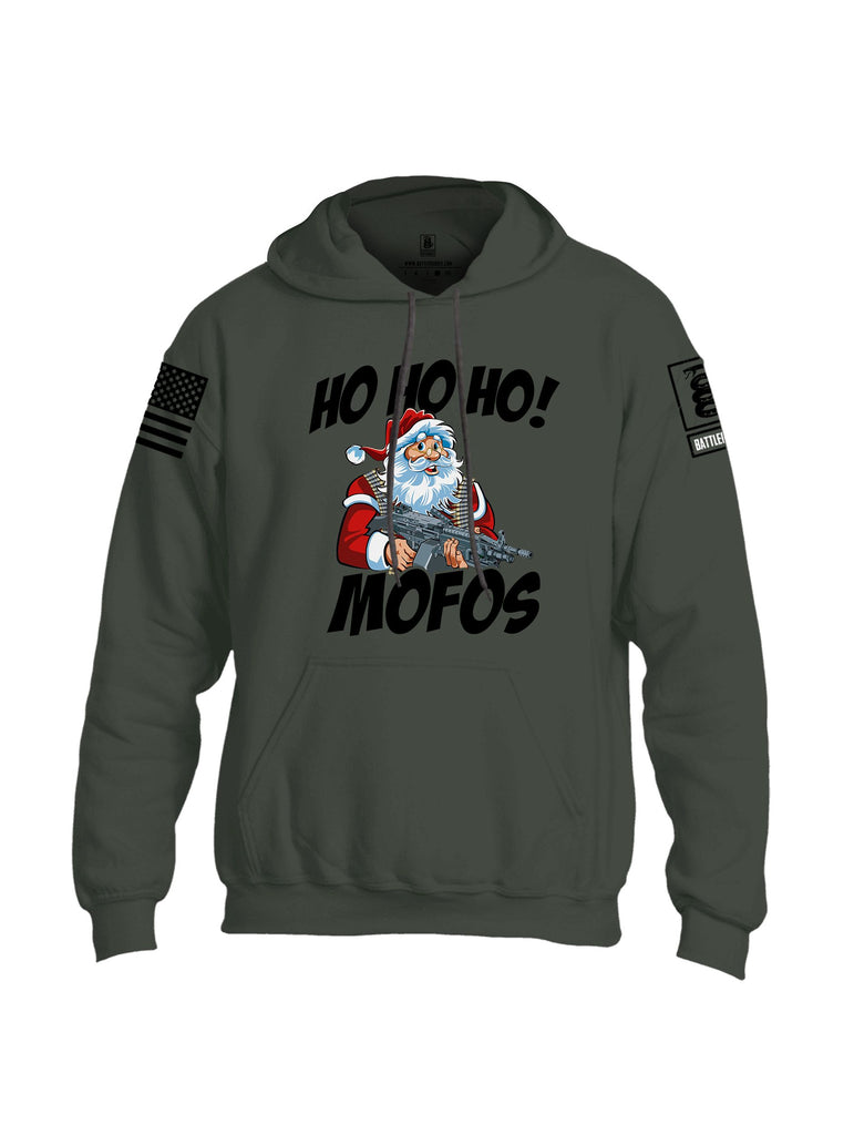 Battleraddle Hohoho Mofos  Black Sleeves Uni Cotton Blended Hoodie With Pockets