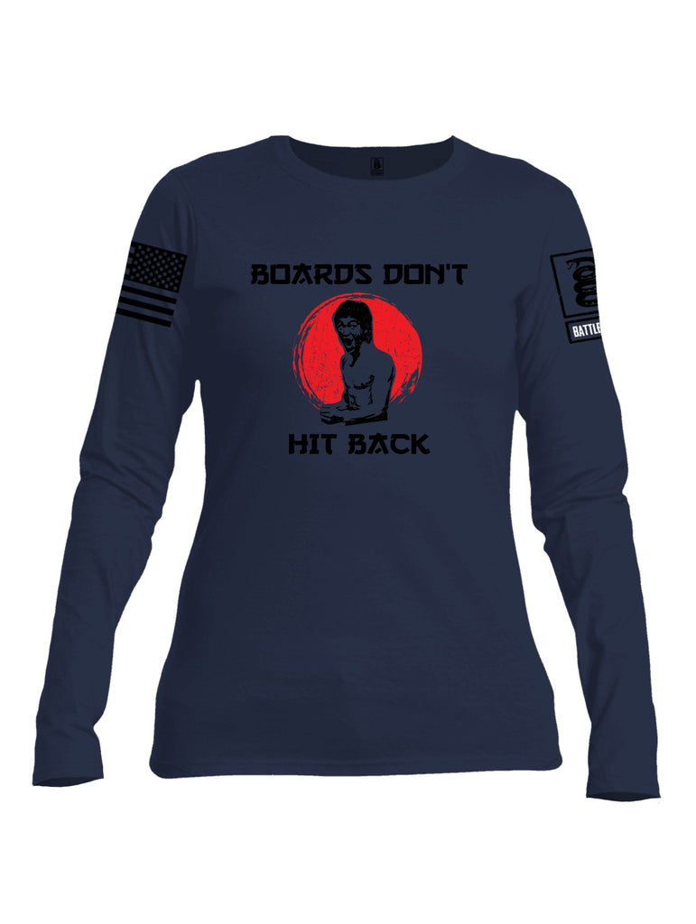 Battleraddle Boards Don'T Hit Back Black Sleeves Women Cotton Crew Neck Long Sleeve T Shirt