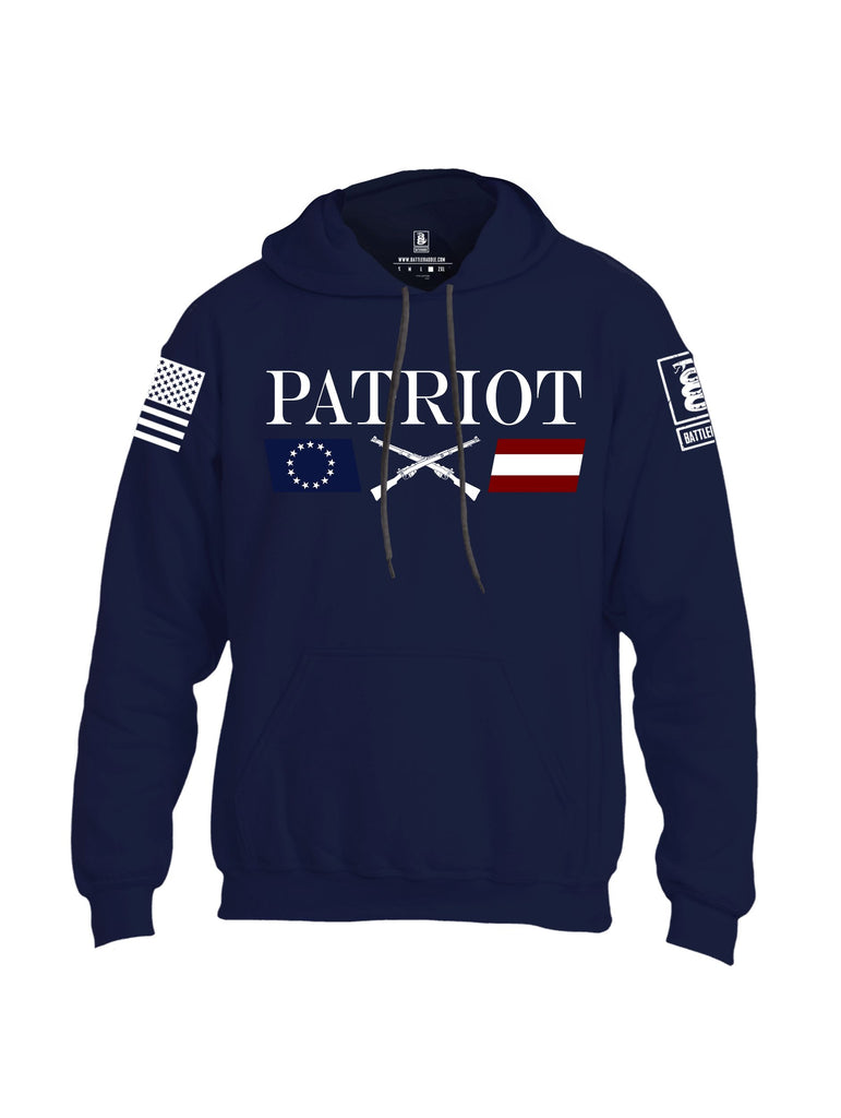Battleraddle Patriot Rifle Flag White Sleeves Uni Cotton Blended Hoodie With Pockets