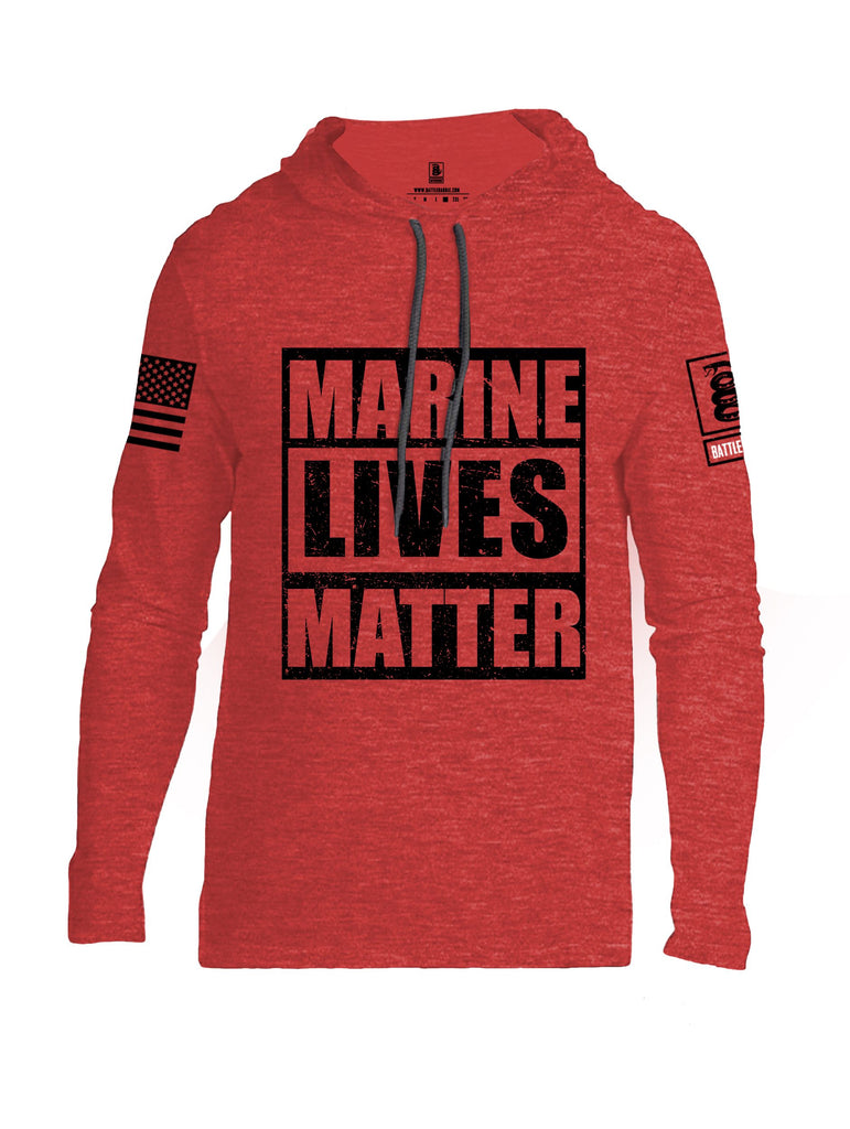 Battleraddle Marine Lives Matter Black Sleeves Men Cotton Thin Cotton Lightweight Hoodie