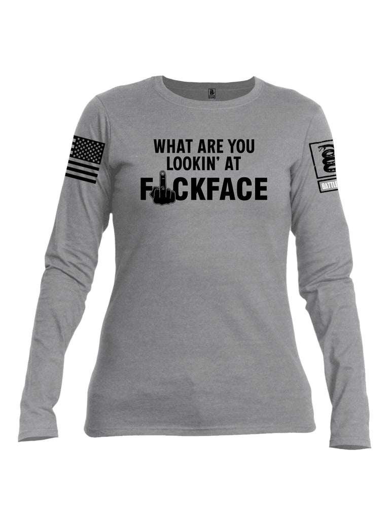 Battleraddle What Are You Lookin At Black Sleeves Women Cotton Crew Neck Long Sleeve T Shirt