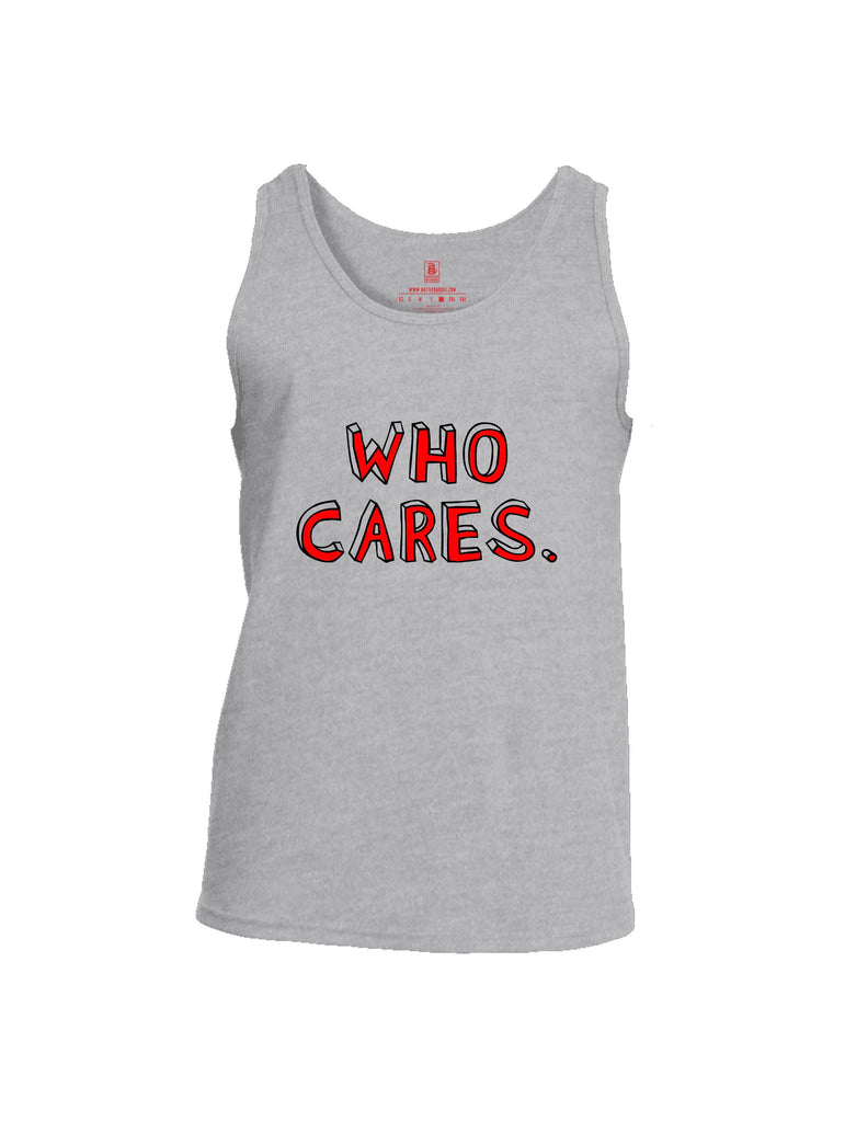 Battleraddle Who Cares Red Sleeves Men Cotton Cotton Tank Top