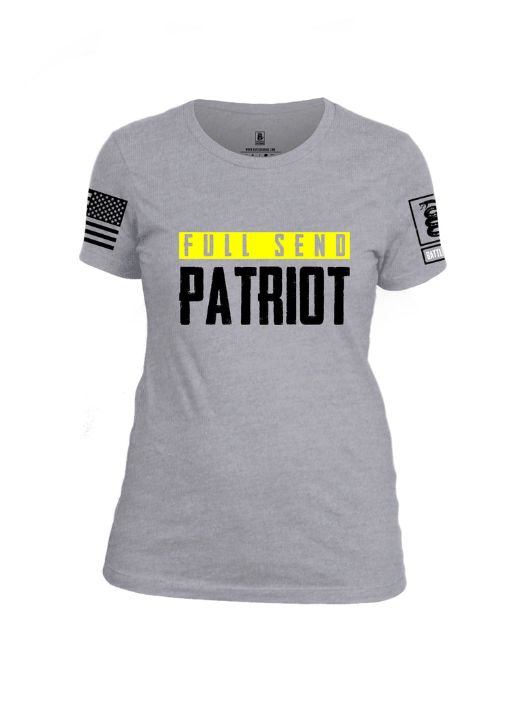Battleraddle Full Send Patriot Black Sleeves Women Cotton Crew Neck T-Shirt