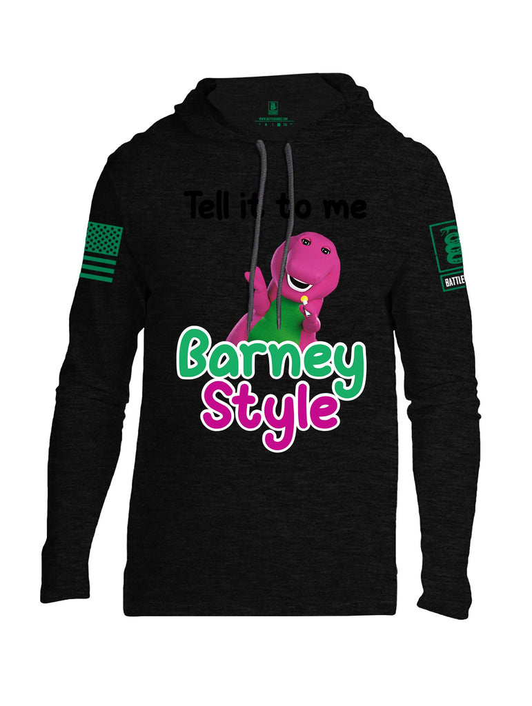 Battleraddle Tell It To Me Barney Style  Pearl Green Sleeves Men Cotton Thin Cotton Lightweight Hoodie