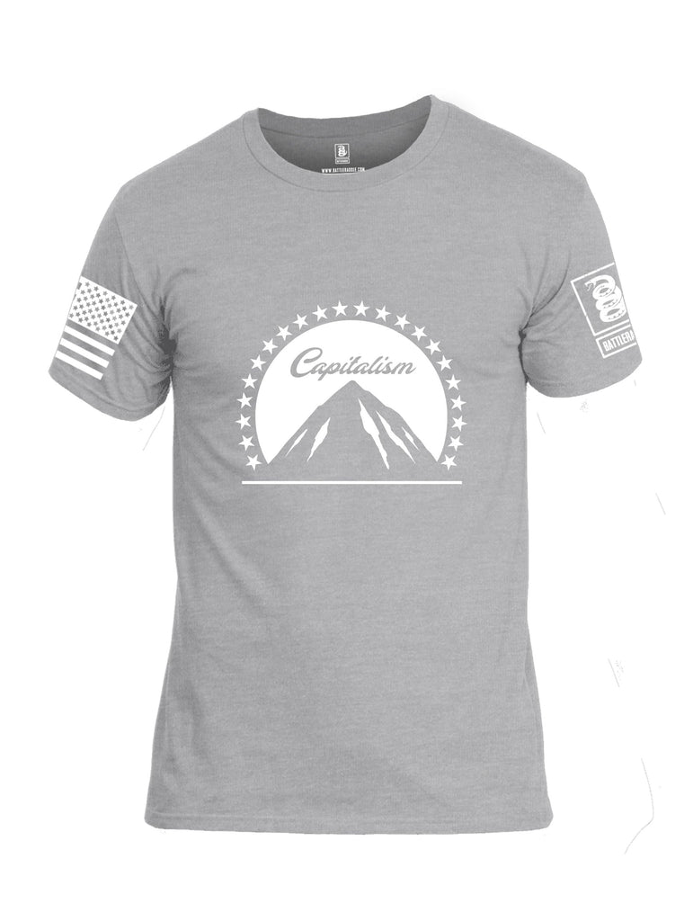 Battleraddle Capitalism White Sleeves Men Cotton Crew Neck T-Shirt