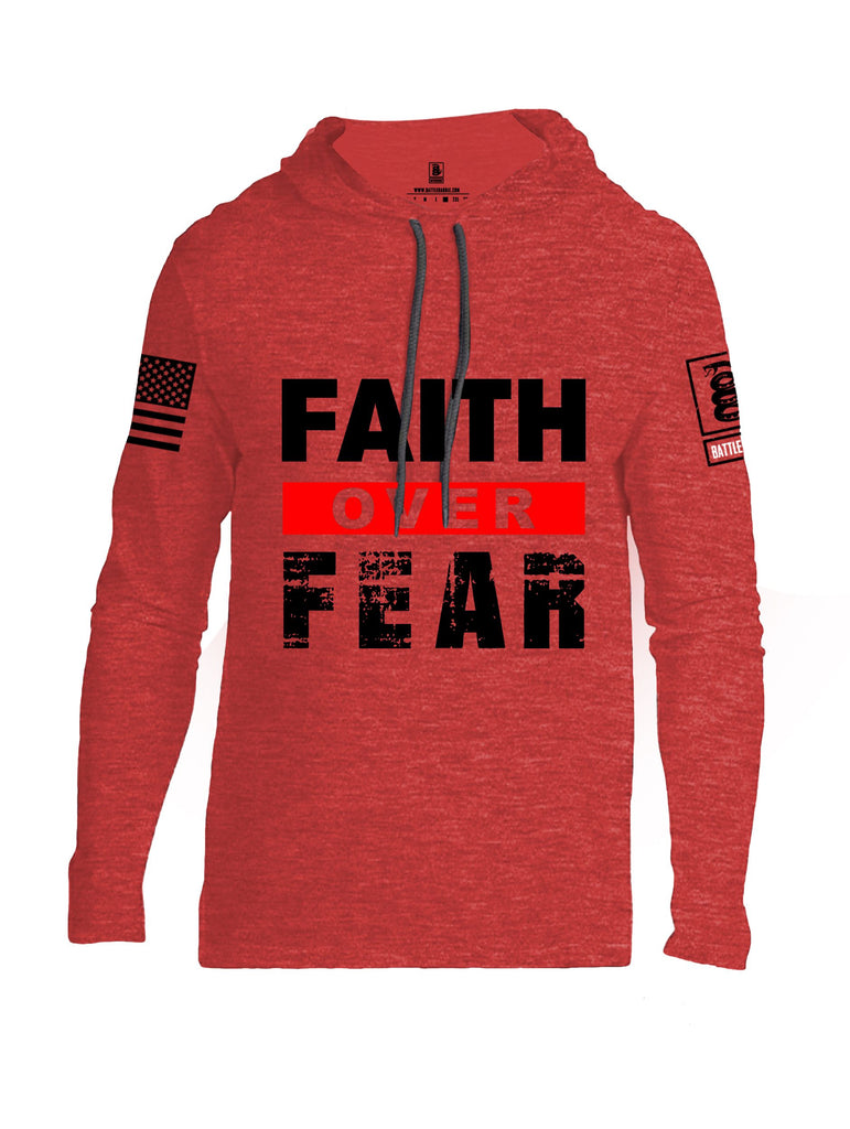 Battleraddle Faith Over Fear Black Sleeves Men Cotton Thin Cotton Lightweight Hoodie