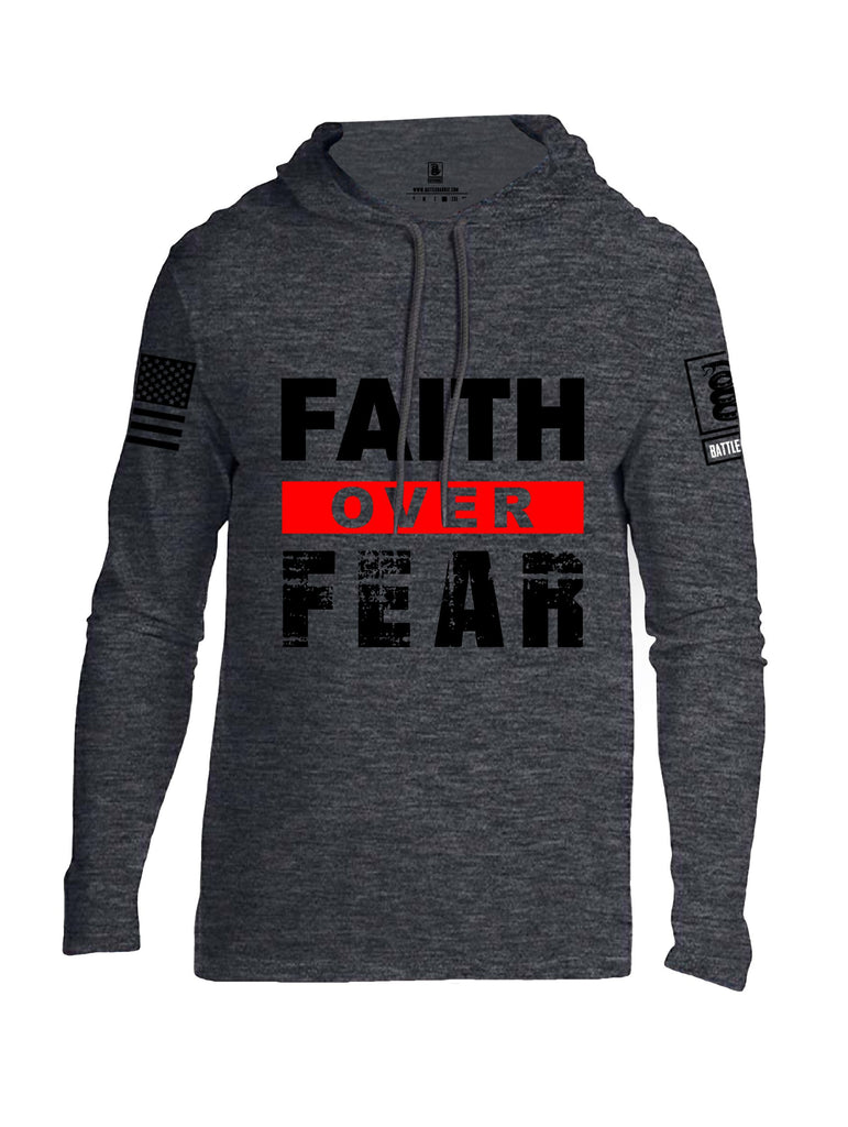 Battleraddle Faith Over Fear Black Sleeves Men Cotton Thin Cotton Lightweight Hoodie