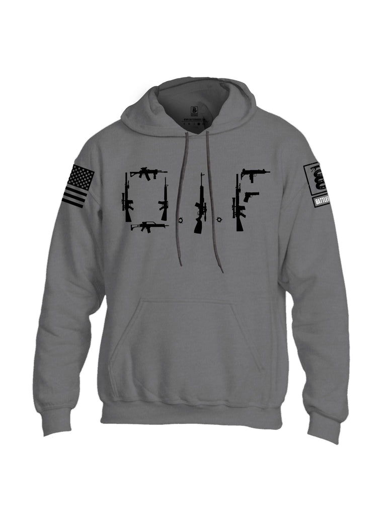 Battleraddle Oif Rifle Black Sleeves Uni Cotton Blended Hoodie With Pockets