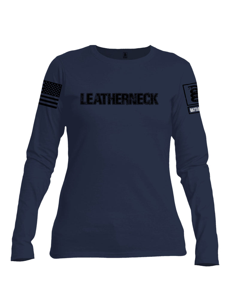 Battleraddle Leatherneck Black Sleeves Women Cotton Crew Neck Long Sleeve T Shirt